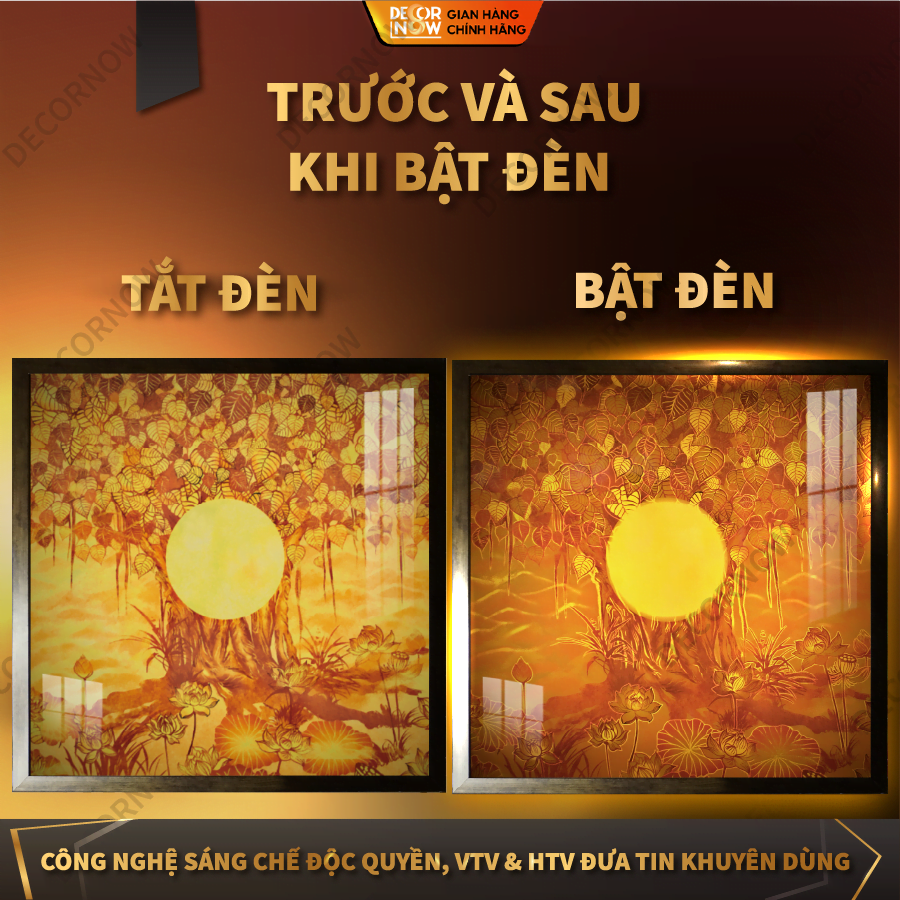 Top 5 Mẫu Tranh Trúc Chỉ Bồ Đề Bán Chạy Nhất 2023 12 Sự khác biệt sau khi bật và tắt đèn.