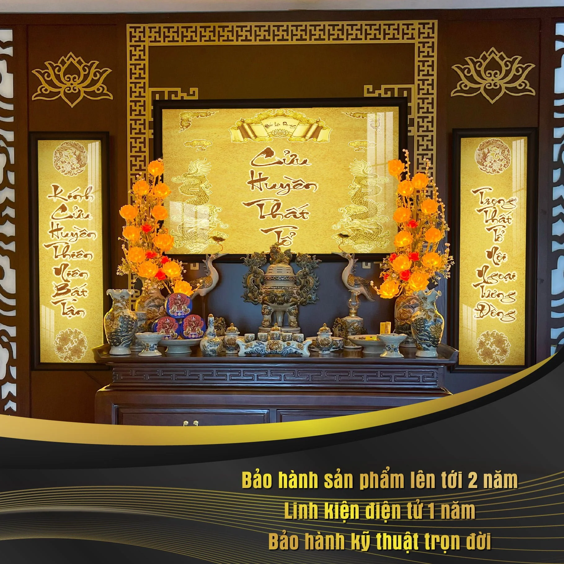 Liễn Thờ Cửu Huyền Thất Tổ In Trúc Chỉ DecorNow TC431 3 Bao hanh 01