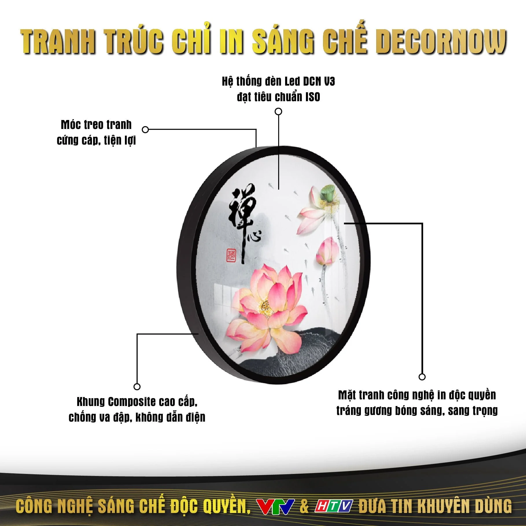 Tranh Đèn Hiện Đại In Tròn Chim Sẻ Hoa Anh Đào DECORNOW DCN-TC399 6 Chat luong khung tranh 01 6
