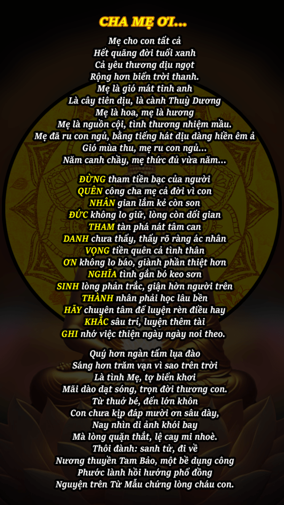 THơ Phật Giáo về cha mẹ 