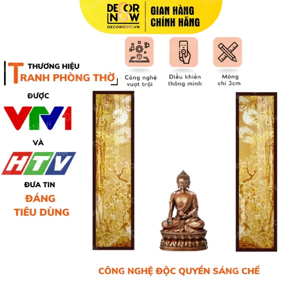 Tranh Trúc Chỉ In Đối Họa Tiết Mai Trúc DECORNOW DCN-TC165