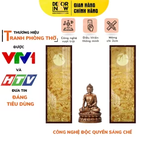 Tranh Trúc Chỉ In Đối Họa Tiết Nguyệt Sen Trúc DECORNOW DCN-TC316