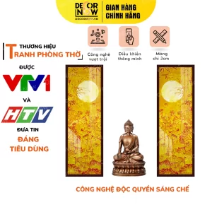 Tranh Trúc Chỉ In Đối Họa Tiết Nguyệt Trúc Sen DECORNOW DCN-TC289