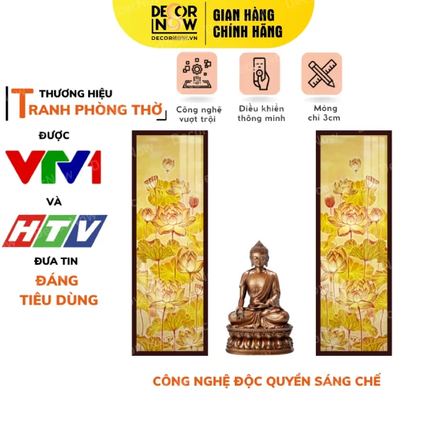 Tranh Trúc Chỉ In Đối Họa Tiết Sen Mây DECORNOW DCN-TC161