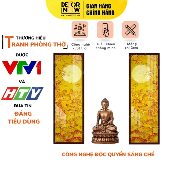 Tranh Trúc Chỉ In Đối Họa Tiết Sen Nguyệt Trúc DECORNOW DCN-TC162