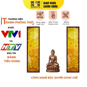 Tranh Trúc Chỉ In Đối Họa Tiết Trăng Sen Trúc DECORNOW DCN-TC180