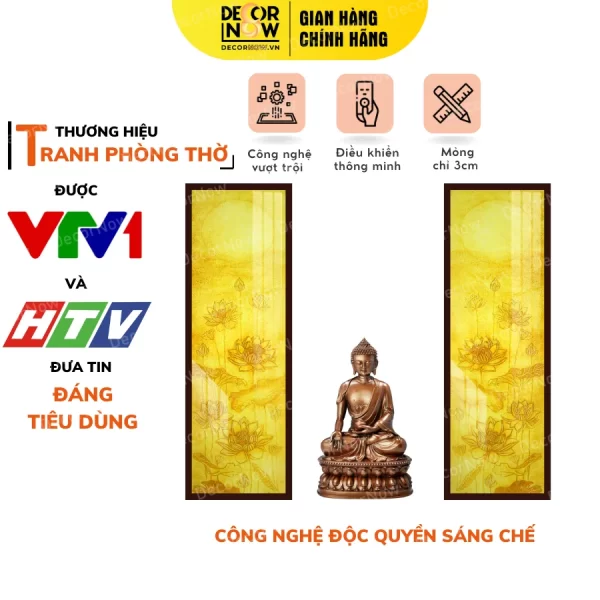 Tranh Trúc Chỉ In Đối Họa Tiết Hoa Sen Vân Trời DECORNOW DCN-TC177