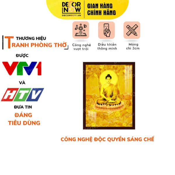 Tranh Truc Chi In Dung Hoa Tiet Phat Thich Ca Duoi Goc Cay Bo De DECORNOW DCN TC76 scaled
