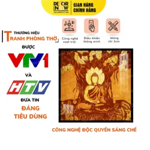 Tranh Trúc Chỉ In Ngang Họa Tiết Phật Ngồi Dưới Gốc Cây Bồ Đề DECORNOW DCN-TC376