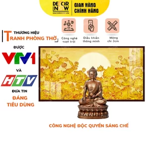 Tranh Trúc Chỉ In Ngang Họa Tiết Sen Mây Trời DECORNOW DCN-TC111