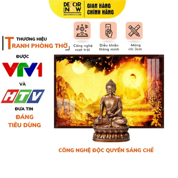 Tranh Trúc Chỉ In Ngang Phật Họa Tiết Sơn Trời DECORNOW DCN-TC85
