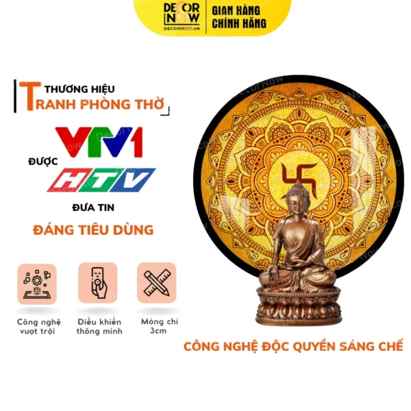 Tranh Trúc Chỉ In Tròn Họa Tiết Mandala Chữ Vạn DECORNOW DCN-TC219