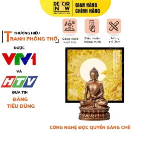 Tranh Trúc Chỉ In Vuông Họa Tiết Sen Bồ Đề Tia Trời DECORNOW DCN- TC151