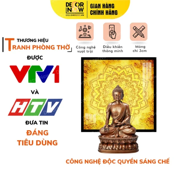 Tranh Trúc Chỉ In Vuông Mandala Họa Tiết Bông Hoa Sen DECORNOW DCN-TC137