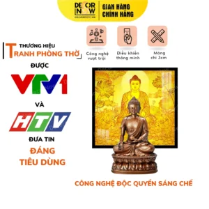 Tranh Trúc Chỉ In Vuông Phật Họa Tiết Hoa Sen DECORNOW DCN-TC133