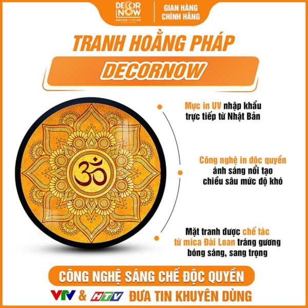 Bề mặt tranh trúc chỉ tròn Mandala chữ Om Mani Padme Hum TC224