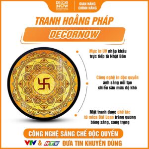 Bề mặt tranh trúc chỉ in tròn Mandala chữ Vạn DecorNow TC219