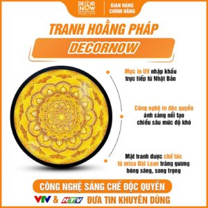 Bề mặt tranh trúc chỉ in tròn Mandala lá bồ đề TC49 DecorNow