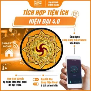 Công nghệ Smarthome tiện lợi trong tranh trúc chỉ tròn chữ Vạn họa tiết Mandala TC222