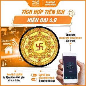 Công nghệ Smarthome tiện lợi trong tranh trúc chỉ tròn chữ Vạn Mandala TC225