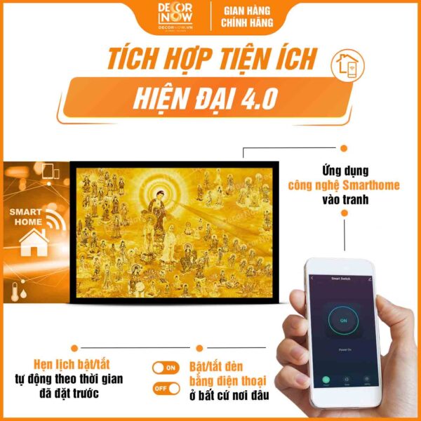 Công nghệ Smarthome trong tranh trúc chỉ in ngang mười phương chư Phật TC336 DecorNow