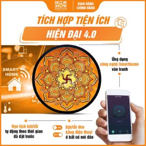 Công nghệ Smarthome trong tranh trúc chỉ tròn Mandala chữ Vạn TC223