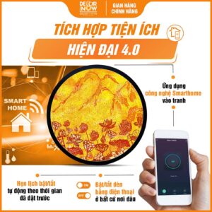 Công nghệ Smarthome trong tranh trúc chỉ tròn sơn sen TC262