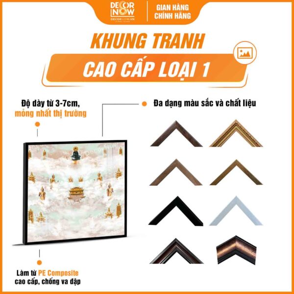 Đa dạng khung tranh đèn hiện đại in vuông tranh mây trời DecorNow HD37