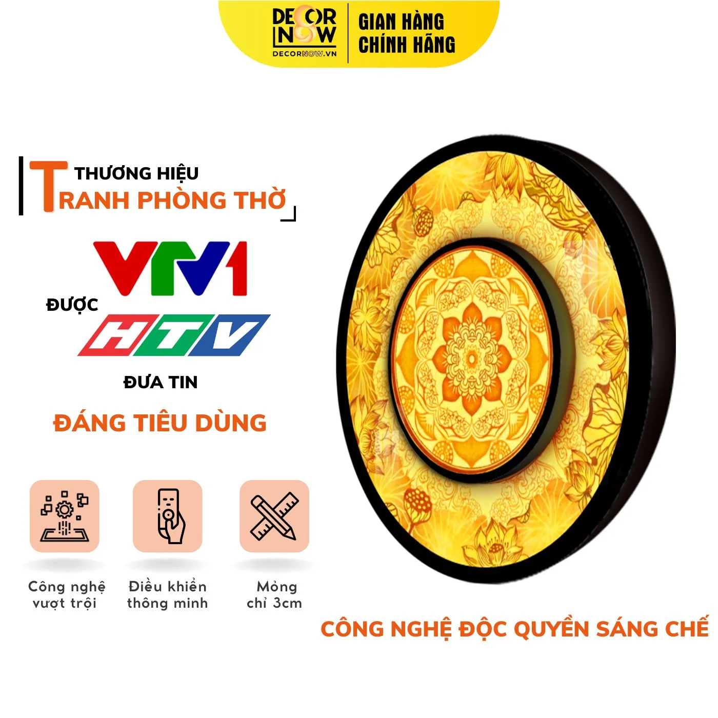 Đèn Trần Tranh Trúc Chỉ In Hoa Sen Mandala DecorNow TC349