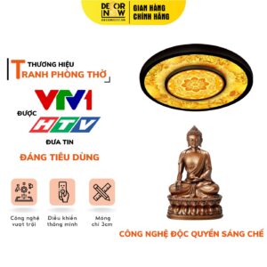 Đèn Trần Tranh Trúc Chỉ In Hoa Sen Mandala DecorNow TC349