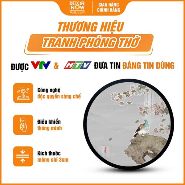 Giới thiệu chung về tranh đèn hiện đại tròn bồ câu anh đào TC478