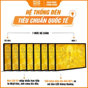 Hệ thống đèn tích hợp trong tranh trúc chỉ in ngang mười phương chư Phật TC336 DecorNow