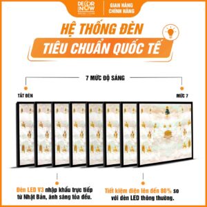 Hệ thống đèn trong tranh đèn hiện đại in vuông tranh mây trời DecorNow HD37