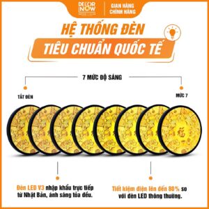 Hệ thống đèn trong tranh trúc chỉ tròn hoa sen chữ Phật TC52