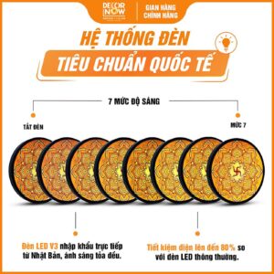 Hệ thống đèn trong tranh trúc chỉ tròn Mandala chữ Vạn TC223