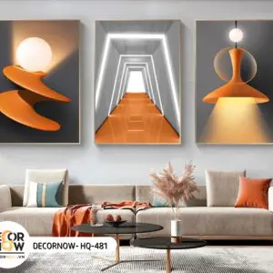 Bộ 3 tấm Tráng gương PHÒNG KHÁCH - Kích thước 40x60 -VIỀN MỎNG-HQ-481