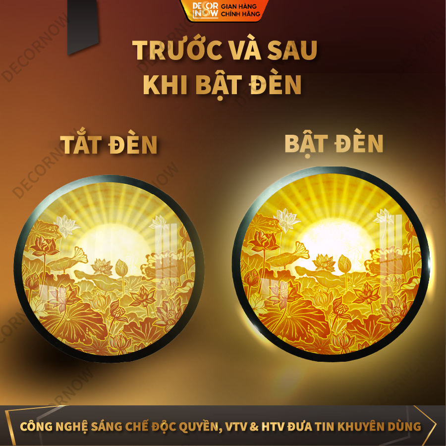 Top 10 Mẫu Tranh Trúc Chỉ Tròn Bán Chạy Nhất DecorNow 17 Sự khác biệt sau khi bật và tắt đèn.