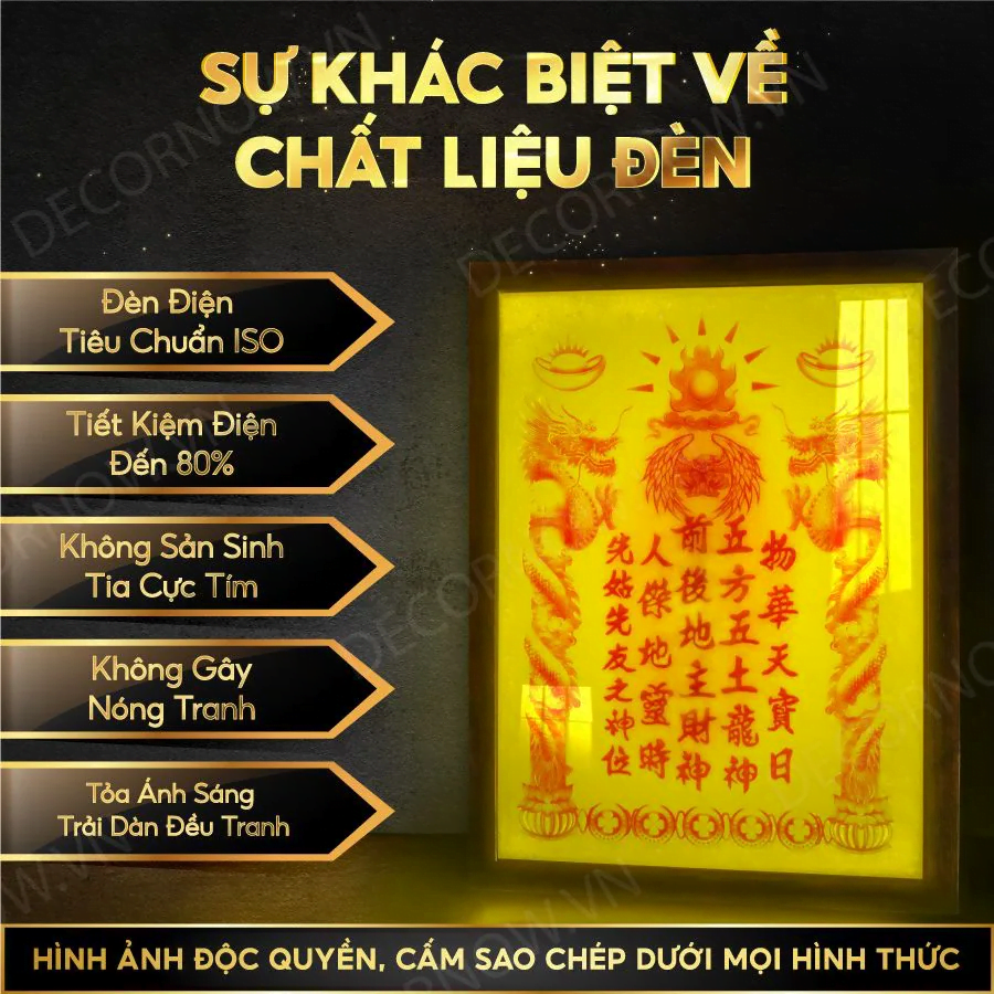 Tranh Thờ Cửu Huyền Thất Tổ - Báu Vật Của Lòng Tôn Kính Tổ Tiên. 8 Sự khác biệt về chất liệu đèn