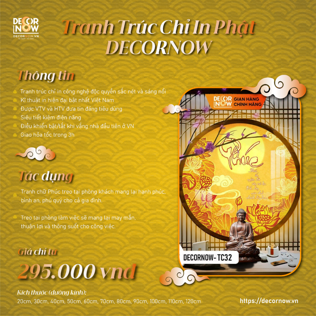 Tranh trúc chỉ in chữ “ Phúc” của DecorNow