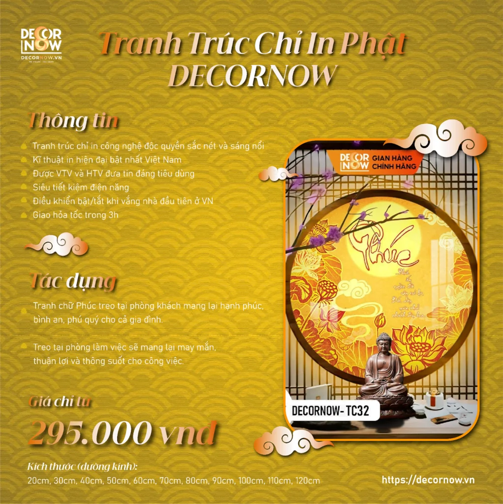 Tranh trúc chỉ in chữ “ Phúc” của DecorNow