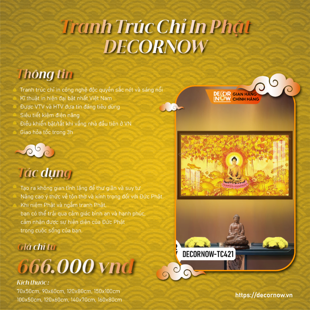 Tranh trúc chỉ in hình Phật tại DecorNow