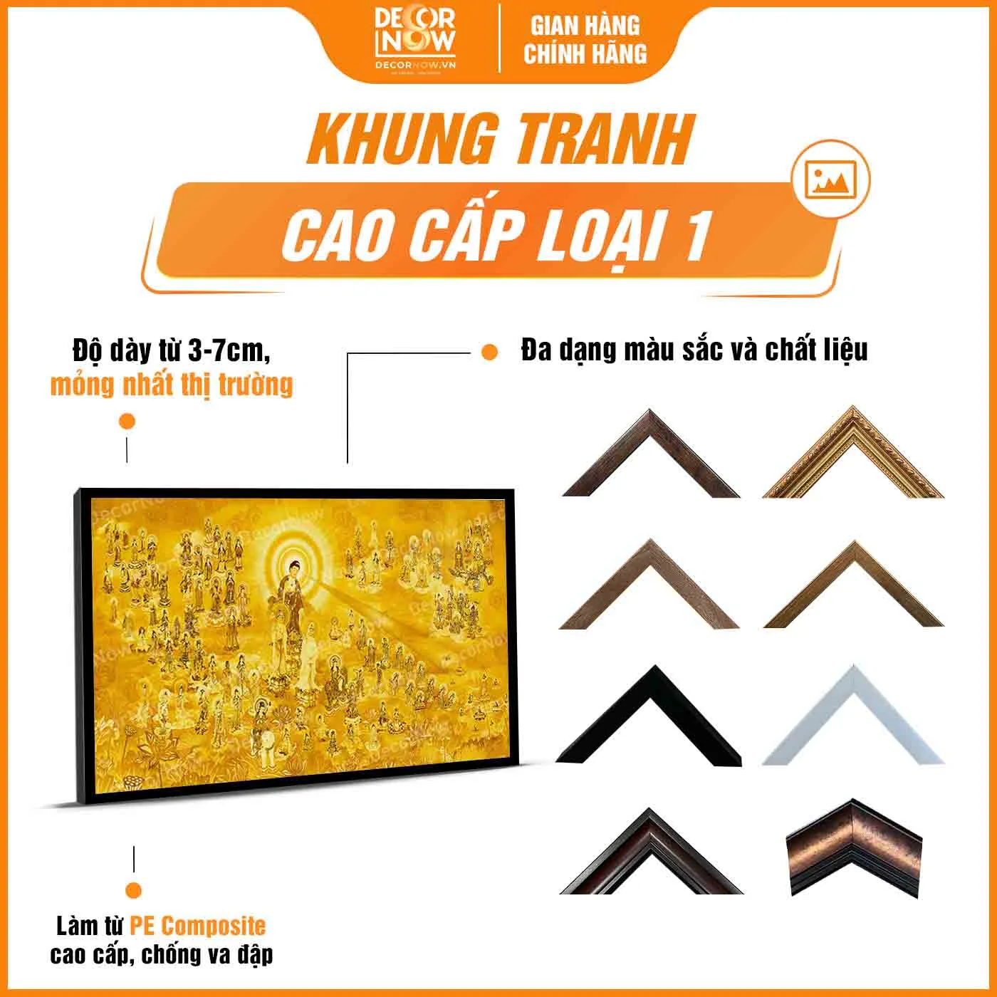 Khung tranh trúc chỉ in ngang mười phương chư Phật TC336 DecorNow
