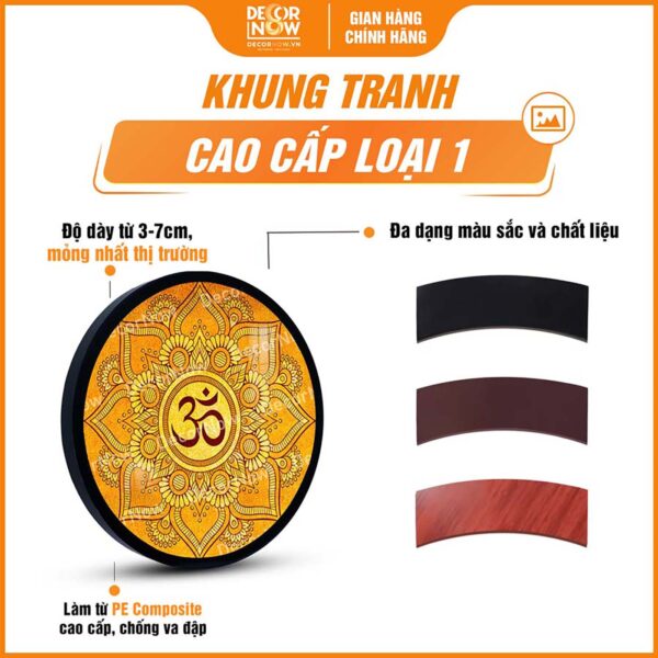 Khung tranh trúc chỉ tròn Mandala chữ Om Mani Padme Hum TC224