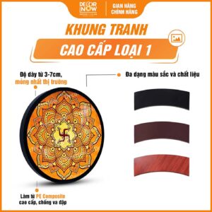 Khung tranh trúc chỉ tròn Mandala chữ Vạn TC223