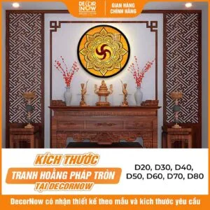 Kích thước của tranh trúc chỉ tròn chữ Vạn họa tiết Mandala TC222