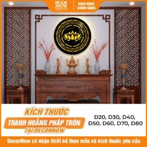 Kích thước tranh đèn hào quang CNC hoa sen DecorNow TCC8
