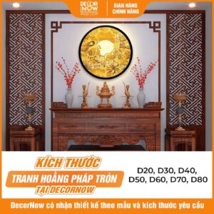 Kích thước tranh trúc chỉ hoa sen bầu trời DecorNow TC210