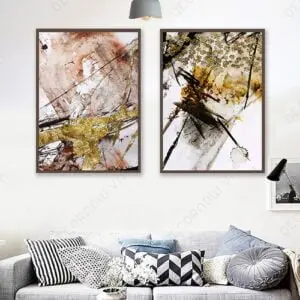 Tranh Treo Tường Canvas Đôi Sơn Dầu Vàng - DECORNOW T122