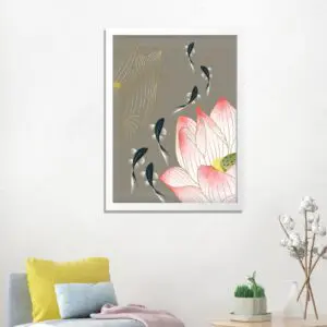 Tranh Treo Tường Canvas Đơn Hoa Sen Cá Chép – DECORNOW T158