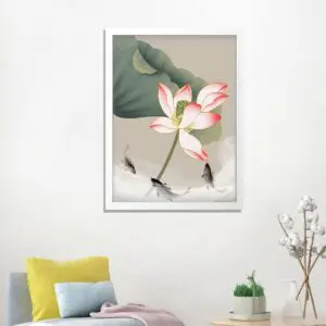 Tranh Treo Tường Canvas Đơn Hoa Sen Cá Chép – DECORNOW T165